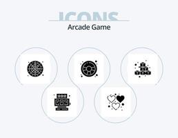 Arcade glifo icon pack 5 design de ícone. diversão. cubos. roda. jogar. diversão vetor