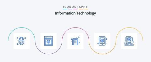 pacote de ícones azul 5 de tecnologia da informação, incluindo caixa de entrada. aplicativo. rede. código pin. móvel vetor