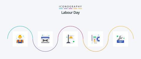 dia do trabalho pacote de ícones plana 5 incluindo dia. caneta. chave inglesa. plano. trabalho vetor