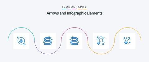 pacote de ícones de 5 setas azuis, incluindo . abaixo. sinal. esquerda. Setas; flechas vetor