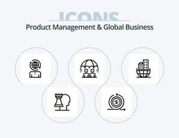 gerenciamento de produtos e design de ícones do pacote de ícones de linha de negócios global 5. moderno. negócios. negócio global. problema. dívida vetor