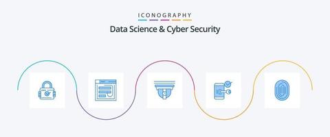 pacote de ícones de ciência de dados e segurança cibernética azul 5, incluindo dispositivos móveis. chave. phishing. cam. segurança vetor