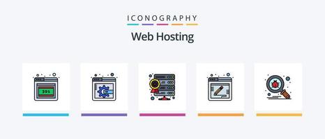linha de hospedagem na web cheia de 5 ícones incluindo armazenamento. base de dados. cartão. dados. computador. design de ícones criativos vetor