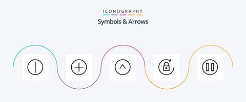 símbolos e setas linha 5 pacote de ícones incluindo . acima. círculo vetor