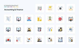 25 pacotes de ícones de cores planas de contabilidade e finanças vetor