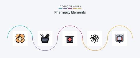 linha de elementos de farmácia cheia de pacote de 5 ícones planos, incluindo peso. saúde. assistência médica. corpo. física vetor