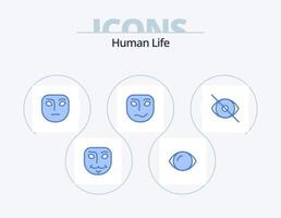 design de ícones do pacote de 5 ícones azuis humanos. visão. face. face. olho. face vetor