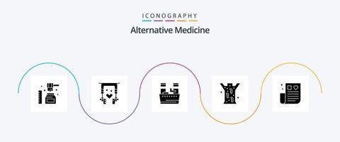 pacote de ícones de glifo 5 de medicina alternativa, incluindo cuidados de saúde. médico. beleza. sanguessuga. entomologia vetor