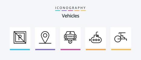 Pacote de ícones da linha 5 de veículos, incluindo caminhão. logística. não. empilhadeira. ferramenta. design de ícones criativos vetor
