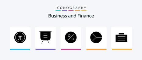 pacote de ícones de glifo 5 financeiro, incluindo estojo. gráfico. desempenho. finança. negócios. design de ícones criativos vetor