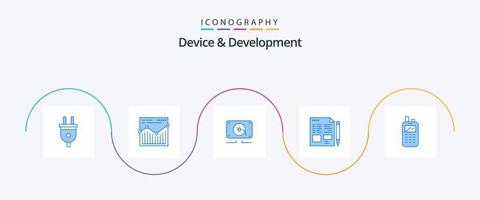 dispositivo e pacote de ícones azul 5 de desenvolvimento, incluindo rádio. Educação. música . lápis. arquivo vetor