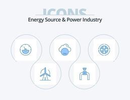 fonte de energia e design de ícone azul do pacote de 5 ícones da indústria de energia. terra. globo. ampere. co-indústria. ambiental vetor
