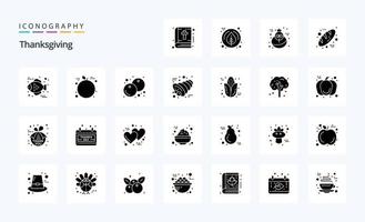 25 pacote de ícones de glifo sólido de ação de graças vetor