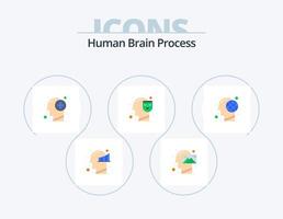 processo do cérebro humano plana ícone pack 5 design de ícones. face. mente. visão. humano. mente vetor