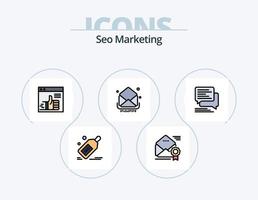 linha de marketing seo cheia de ícones do pacote 5 design de ícones. alvo. dardos. equipe. bolha. mensagens vetor