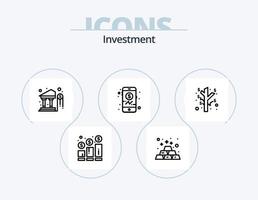 ícone de linha de investimento pack 5 design de ícone. investimento. negócios. dólar. percentagem. investimento vetor