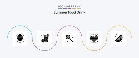 pacote de ícones de glyph 5 de bebida de comida de verão, incluindo . comida. comida. verão vetor