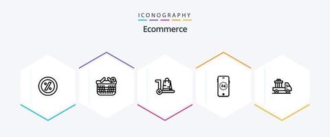 pacote de ícones de 25 linhas de comércio eletrônico, incluindo enviar. entrega. comércio eletrônico. compras. comércio eletrônico vetor