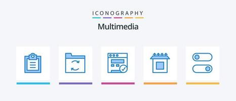 pacote de ícones multimídia azul 5, incluindo . rede. alternar. ao controle. design de ícones criativos vetor