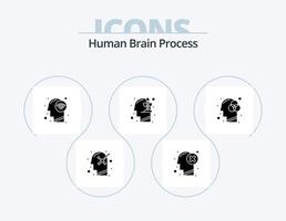 cérebro humano processo glifo ícone pack 5 design de ícone. criatividade. mente. marca. investimento. sinal wifi vetor
