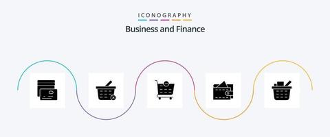 pacote de ícones de glifo 5 financeiro, incluindo . carrinho de compras. carrinho de compras. cesta vetor