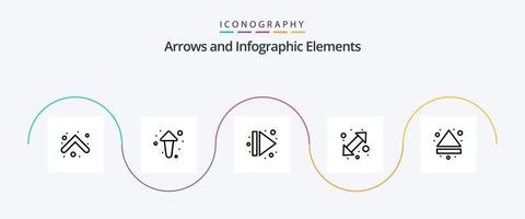 pacote de ícones da linha de seta 5, incluindo . abaixo. seta. multimídia. seta vetor