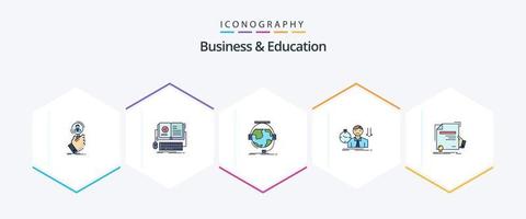 negócios e educação 25 pacote de ícones de linha preenchida, incluindo triste. falha. móvel. apoiar. on-line vetor