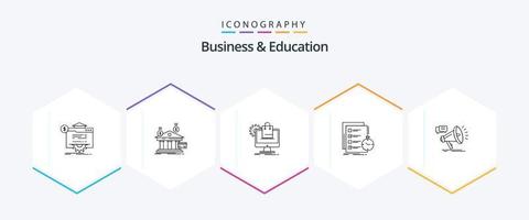 pacote de ícones de 25 linhas de negócios e educação, incluindo lista. pendência. financeiro. carrinho. comércio eletrônico vetor