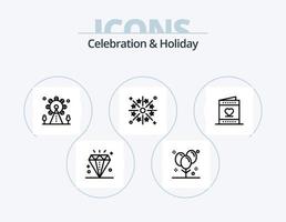 celebração e ícone de linha de férias pack 5 design de ícones. jantar. namorados. termômetro. coração. amor vetor