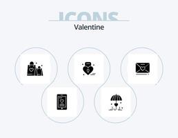 pacote de ícones de glifo dos namorados 5 design de ícones. amor. amor. seguro. dia. namorados vetor