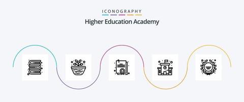 pacote de ícones da linha 5 da academia, incluindo o logotipo da escola. distintivo. certificado. prêmio. Educação vetor