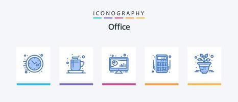 pacote de ícones de escritório azul 5, incluindo negócios. bancário. analítico. contas. pc. design de ícones criativos vetor