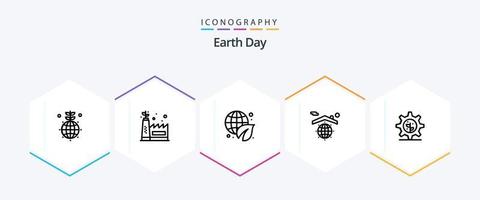 pacote de ícones de 25 linhas do dia da terra, incluindo configuração. terra. ecologia. seguro. globo vetor