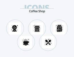 pacote de ícones de glifos de café 5 design de ícones. caixa de café. comprar. café. café. mapa vetor