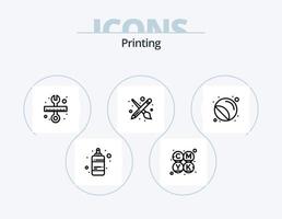 ícone de linha de impressão pack 5 design de ícone. impressão. escala. folheto. chave inglesa. reparar vetor