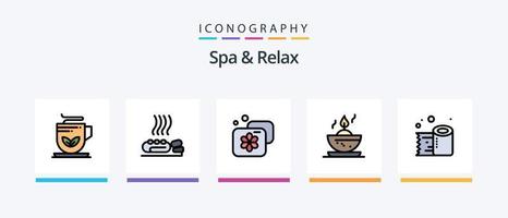 linha de spa e relaxamento cheia de 5 ícones, incluindo beleza. toalha. relaxamento . toalha . banheiro. design de ícones criativos vetor