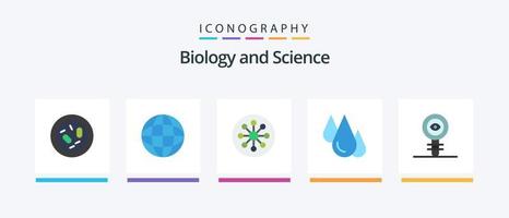 pacote de ícones de 5 planos de biologia, incluindo aprender. biologia. global. laboratório. célula. design de ícones criativos vetor