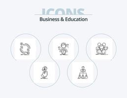 ícone de linha de negócios e educação pack 5 design de ícone. interativo. livro. reunião. tempo. triste vetor