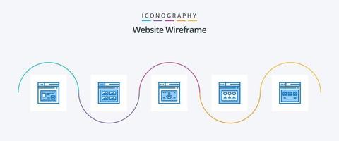 pacote de ícones de wireframe azul 5 do site, incluindo web. Internet. local na rede Internet. download. rede vetor