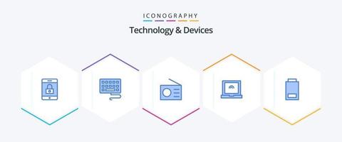 dispositivos 25 pacote de ícones azul incluindo . . tecnologia. status. dispositivos vetor