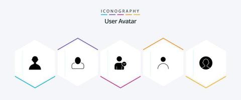 pacote de ícones de 25 glifos do usuário, incluindo . do utilizador. tempo. avatar. perfil vetor