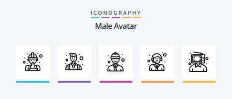 pacote de ícones de linha 5 de avatar masculino, incluindo avatar. foto. serviço. homem. Câmera. design de ícones criativos vetor