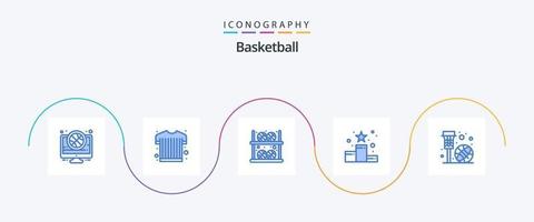 pacote de ícones de basquete azul 5, incluindo estrela. posição estrela. bola. posição. comprar vetor