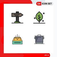 grupo de símbolos de ícone universal de 4 cores planas de linha preenchida modernas de caixa de direção ecologia entrega de primavera elementos de design de vetores editáveis