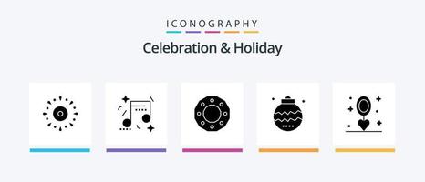 celebração e pacote de ícones de glifo 5 de férias, incluindo férias. Natal. festa. celebração. feriado. design de ícones criativos vetor