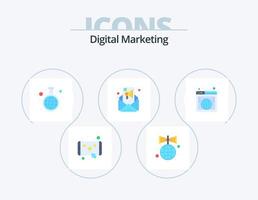 design de ícones do pacote de ícones planos de marketing digital 5. internacional. palestrante. experimentar. marketing de email. campanhas vetor