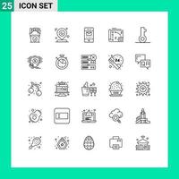 pacote de linha vetorial editável de 25 linhas simples de configuração de api mensagem de automação de marca elementos de design vetorial editável vetor