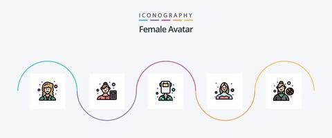 linha de avatar feminino cheia de pacote de 5 ícones planos, incluindo usuário. fêmea. cientista de dados. dançarino. soldador vetor