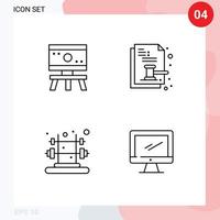 pacote de ícones de vetores de estoque de 4 sinais e símbolos de linha para treinamento de documento de espaço de aptidão atômica elementos de design de vetores editáveis