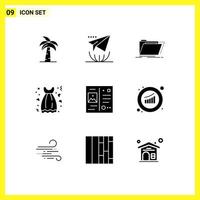 9 ícones criativos, sinais modernos e símbolos da pasta de data, arquivos da Internet, catálogo de elementos de design vetorial editáveis vetor